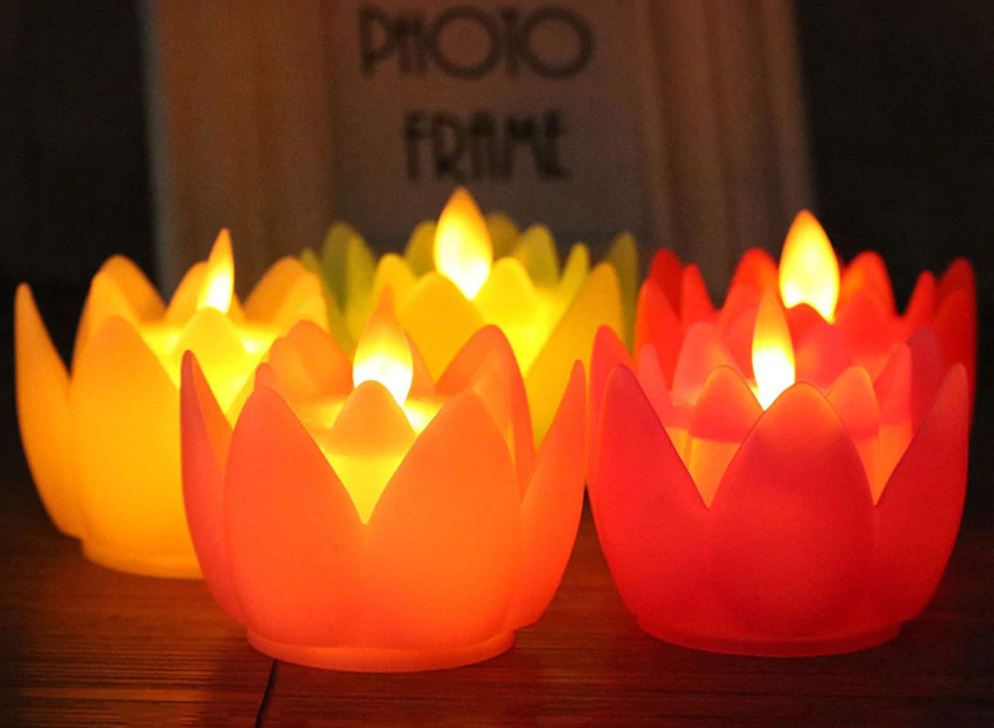 Lotus Flower LED Tealight Candles – Decorative Diya Lights for Festivals & Home Décor
