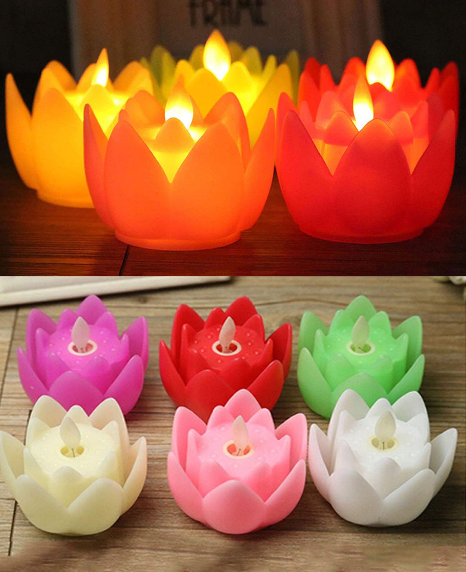 Lotus Flower LED Tealight Candles – Decorative Diya Lights for Festivals & Home Décor