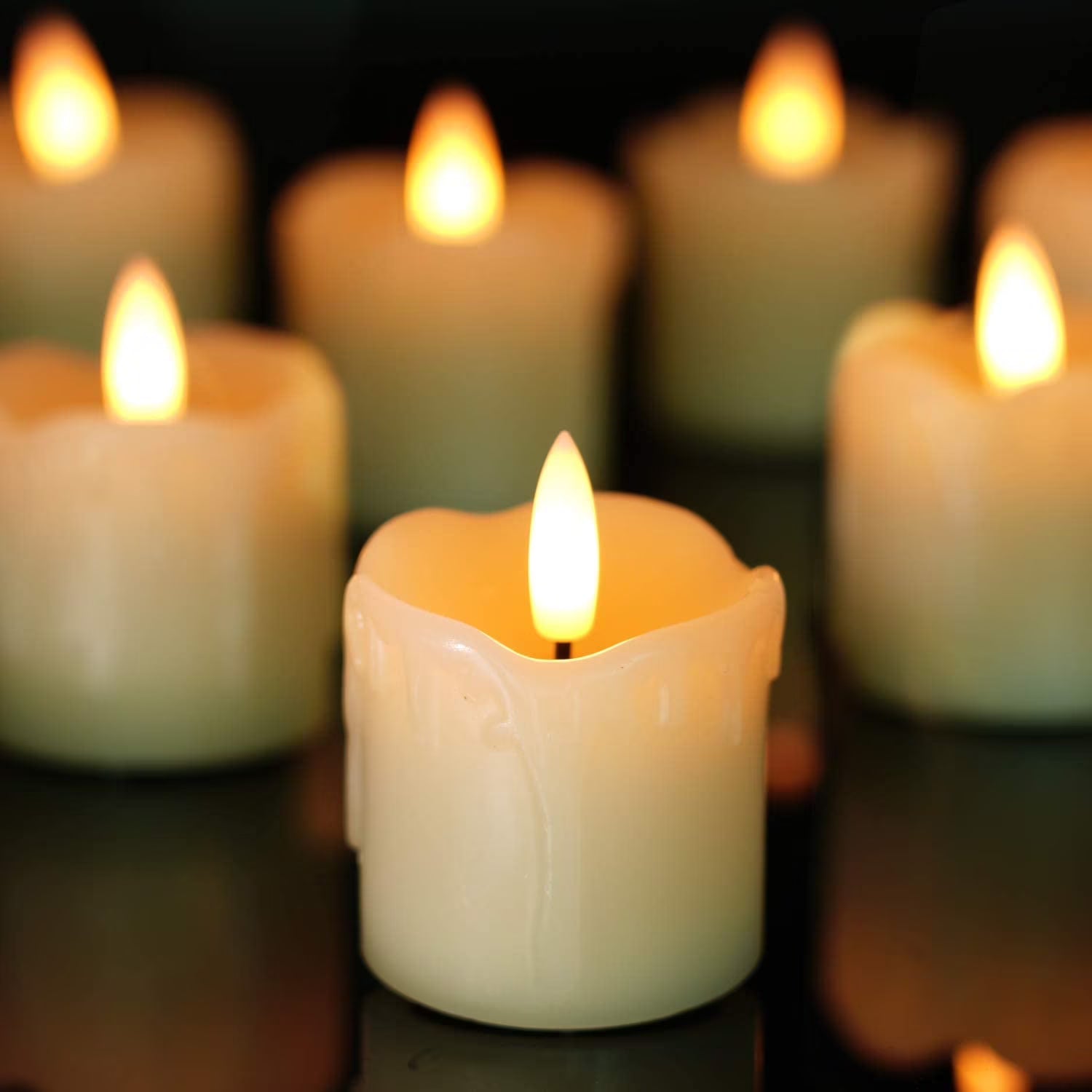 Flameless LED Tealight Candles – Warm Glow Flickering Lights for Home & Festival Décor