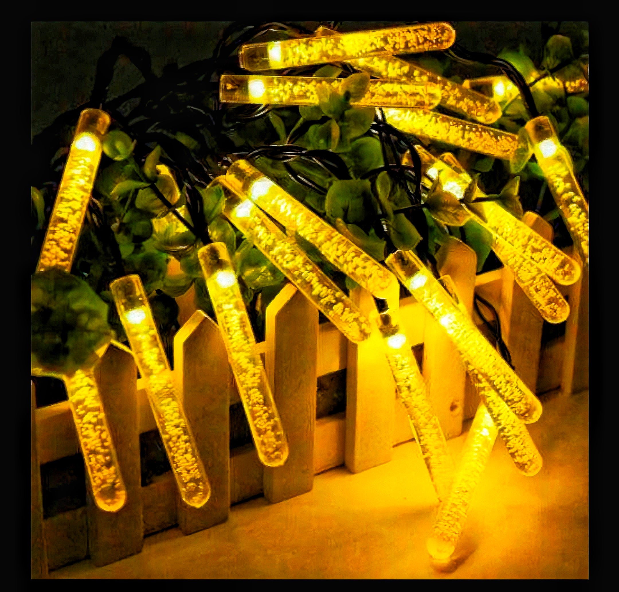 Golden Glow™ Bubble Icicle LED String Lights